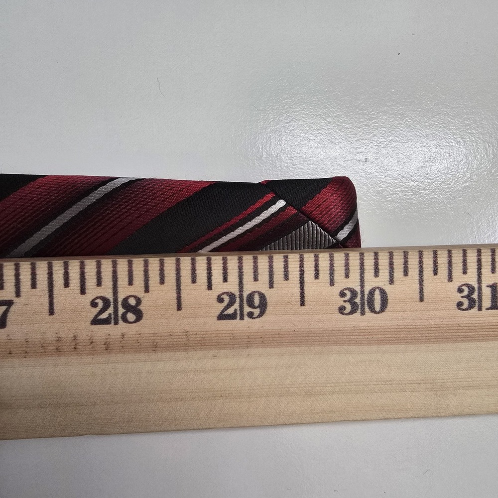 Pierre Cardin Men Neck Tie Striped Red White Valentines Standard Classic Elegant - Picture 5 of 5